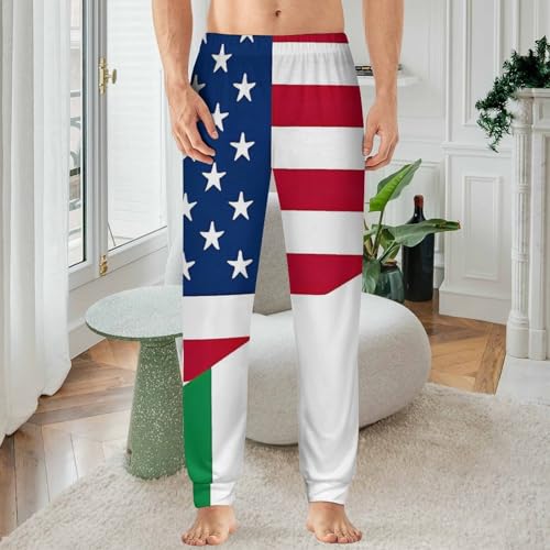 U.S. Italy Flag Men's Pajama Pants Soft Lounge Bottoms Lightweight Jogger for Sleeping2