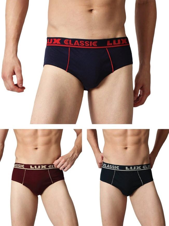 lux classic Men’s Brief - Value Pack | 100% Cotton V Shape Underwear | Comfortable Lux Brief Pack of 3 (Color May Vary)-picture-17
