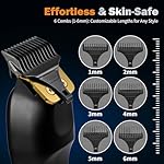 Beard Trimmer for Men - Rechargeable Men's Hair Clippers & Razor, Cordless Hair Trimmer for Face, Neck, Groin & Manscaping, Ideal Gift for Men, Black - Image 3