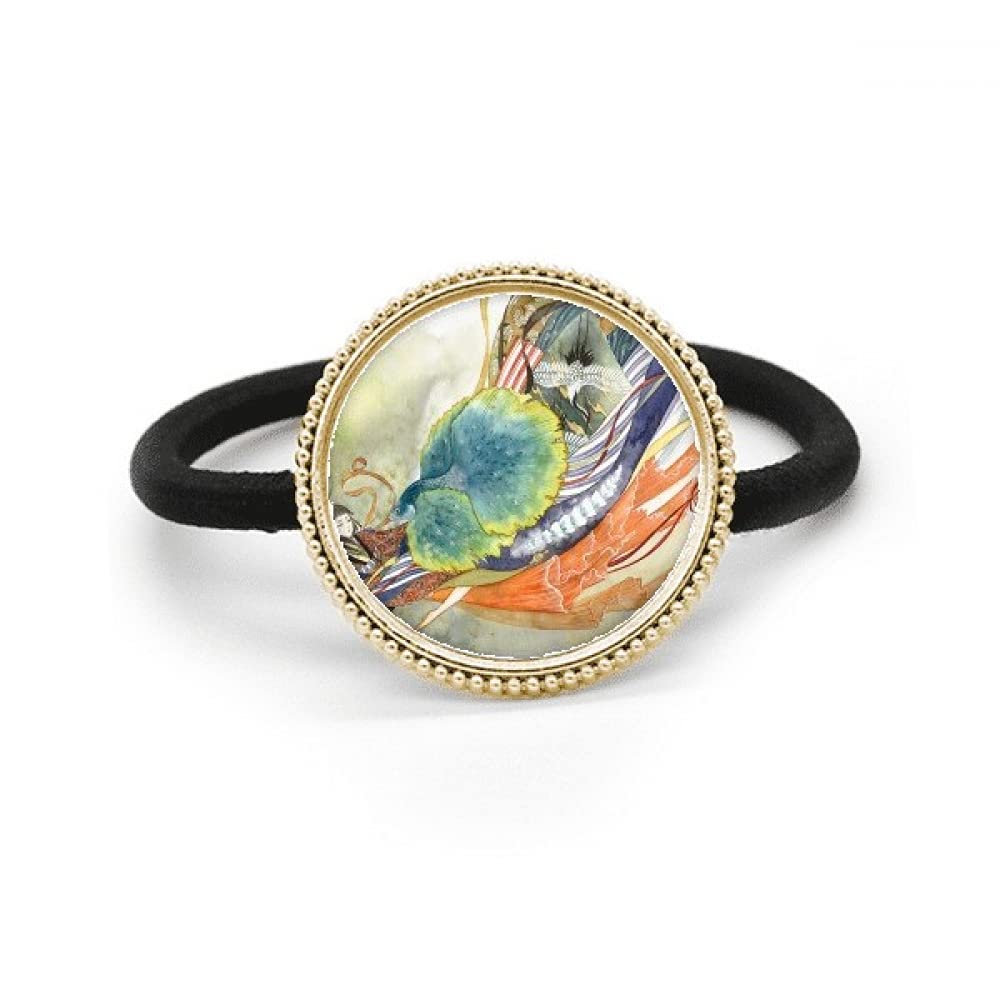 Goma banda de metal plateado con grabado Peacock Girl premium de acabado antiguo 4