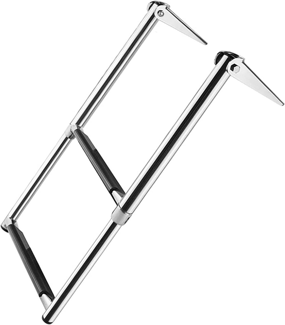 Stainless Steel Folding Swim Step Ladder, 2 Step Boat Ladder for Rear Entry Pontoon/Marine Yacht, Extension Boarding Ladder with Widen Pedal