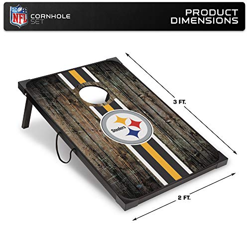 Wild Sports Nfl Pittsburgh Steelers 2' X 3' Mdf Deluxe Cornhole Set - With Corners And Aprons, Team Color #TOP6