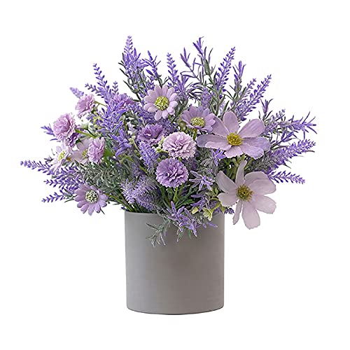 Yolispa Planta Artificial de Lavanda en macetas Flores Artificiales de Lavanda Lavanda Falsa Plantas de Lavanda Falsa en Maceta para decoración del hogar, jardín, Fiestas