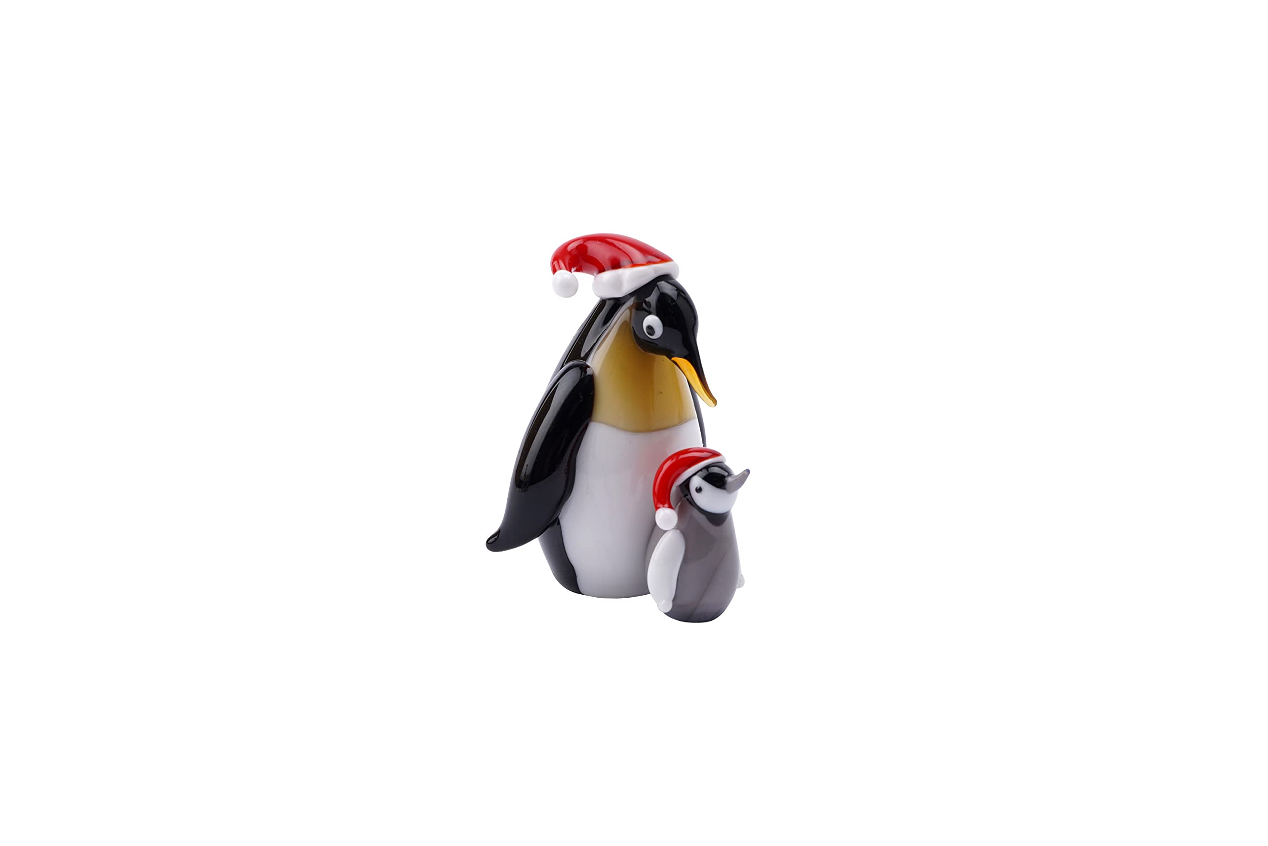 Glass Penguin Family Figurine • Festive Christmas Ornament
