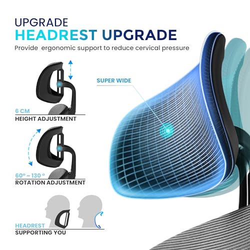 Image of IWMH Office Chair,Big and Tall Desk Chair 500LBS,Ergonomic Computer Chairs for Heavy People,Mesh Reclining Breathable Chairs with Dynamic Lumbar Support,Executive SwivelChair Heavy Duty Metal Base