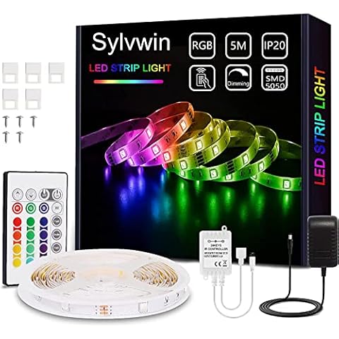sylvwin Tiras LED RGB con Control Remoto Cover