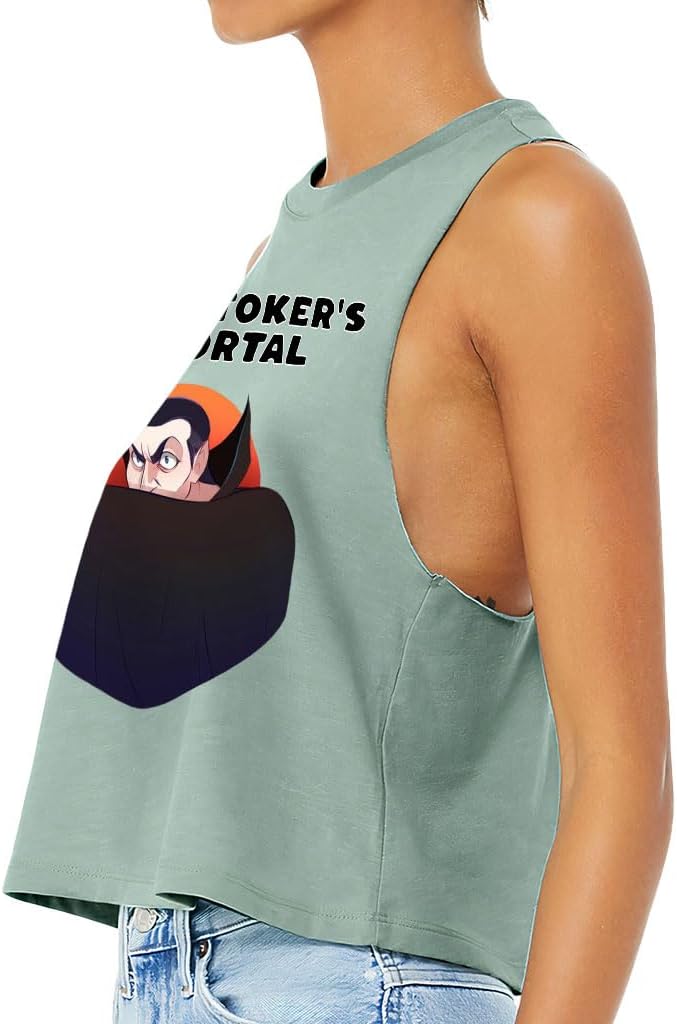 Vampire Print Racerback Cropped Tank - Cartoon Women's Tank - Art Tank Top