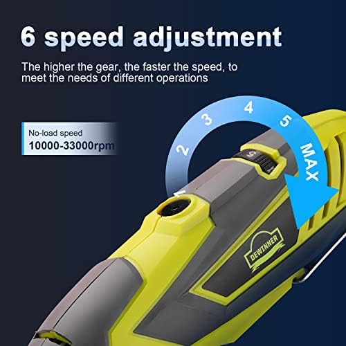 Rotary Multi-Tool, DEWINNER Variable Speed 10000-33000 RPM, 156 pcs Accessories Mini Tool Kit Set Case, DIY Creation for Craft Project Functional Polishing Cleaning Cutting Sanding Carving with Case