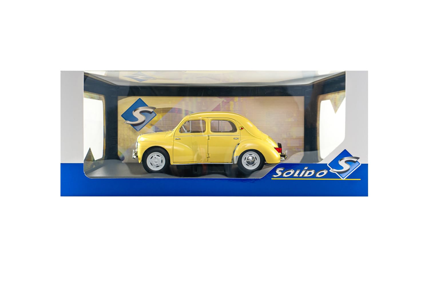 Solido Renault 4CV 1:18 Beige (Jaune Infante) | Detailgetreues Diecast Modellauto, französischer Kleinwagen-Klassiker mit runder Karosserie, Chromdetails