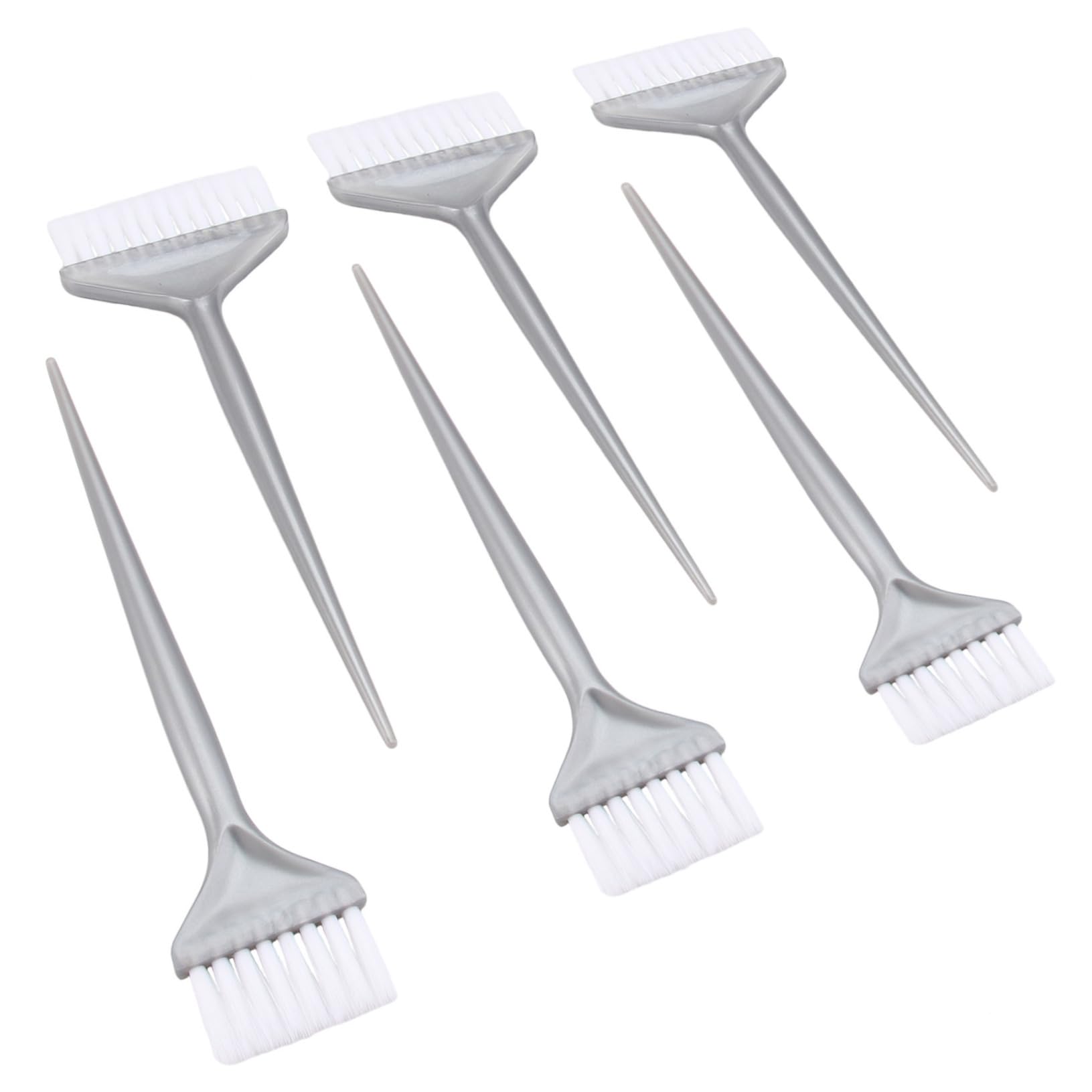 Healeved Hair Coloring Brush Kit 6pcs Silver Wide Bristle Dye Brushes Professional Hair Dyeing Tools Long Handle Easy Applicati