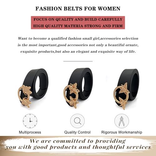 Women's Casual Waist Belt Butterfly Bee Insect Buckle Belts Width 1.3inch Fashion Waist Belts for Jeans Dress (Bee Buckle, Black)3