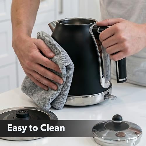 Image of OVENTE 1.7L Stainless Steel Electric Kettle, 1500W Power, Black KS777B