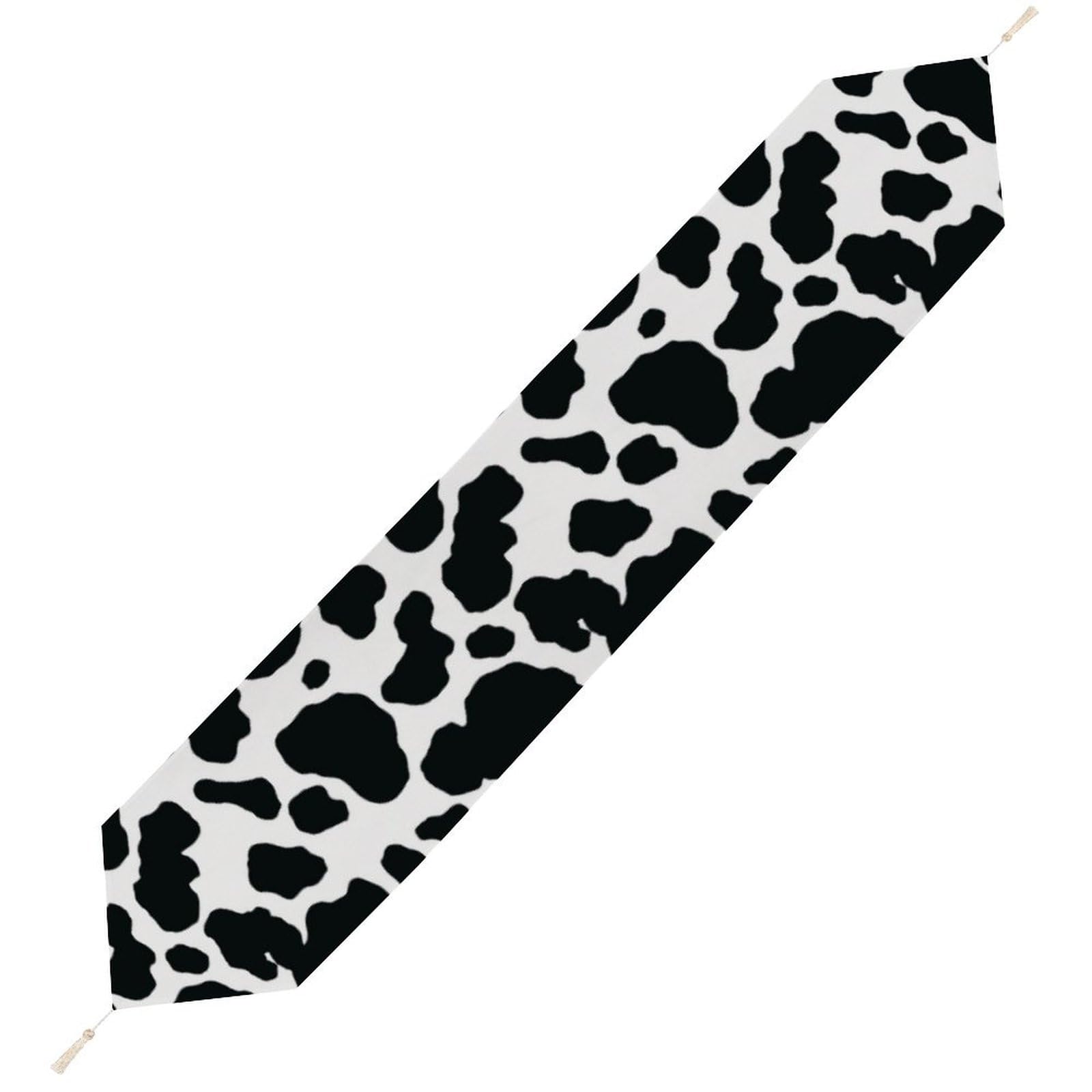 JZemdybill 178*33cm Table Runner with Tassel, Cow Table Runner, Table Decoration for Kitchen, Party, Restaurant