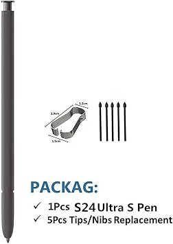 S24 Ultra S Pen for Samsung Galaxy S24 Ultra All Versions,Stylus Touch S Pen 0.7mm Pen Tips,4096 Levels of Pressure (Black)