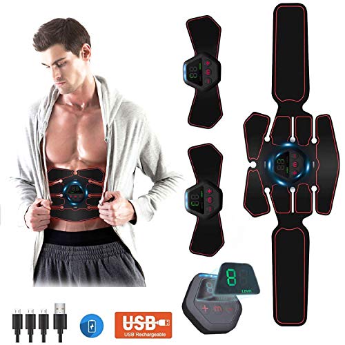 Moonssy Electroestimulador Muscular, USB Recargable EMS Estimulador Muscular Abdominales, para Abdomen/Cintura/Pierna/Brazo