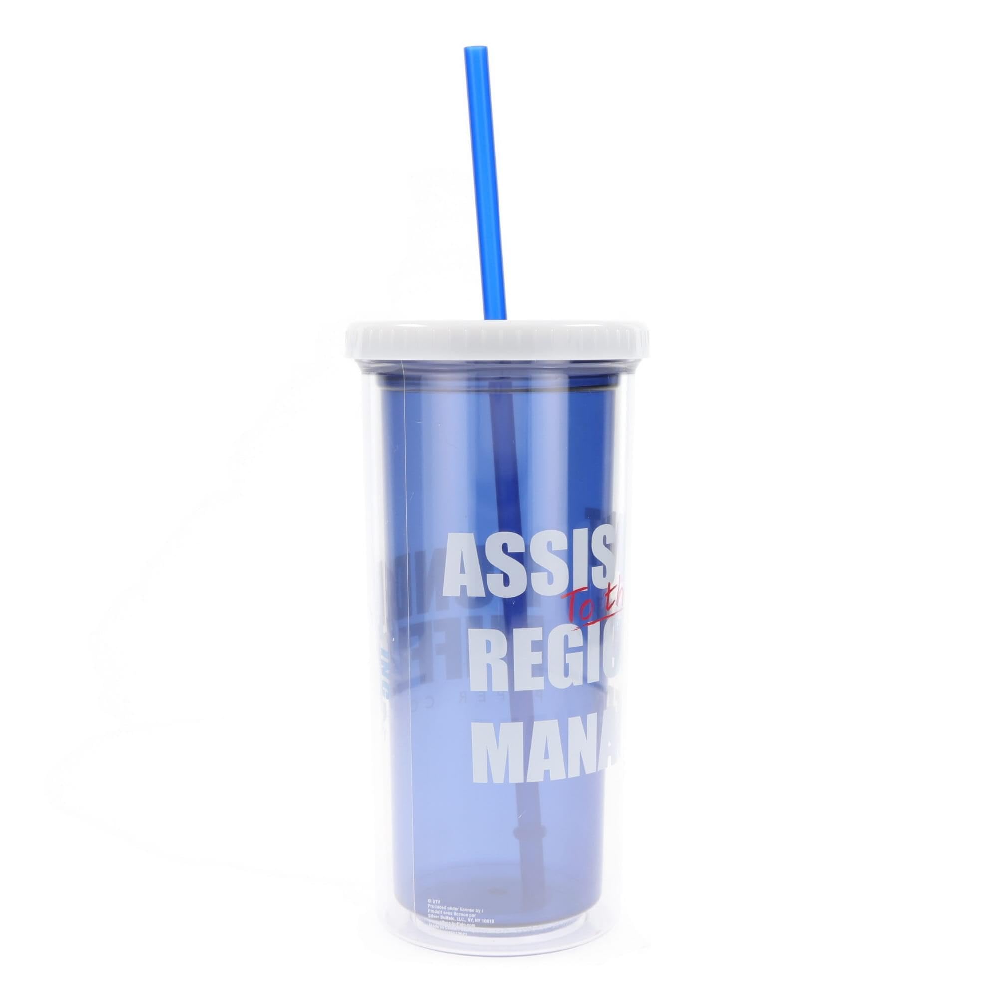 Silver Buffalo The Office Assistant to the Regional Manager Plastic Tall Cold Cup w/Lid and Straw, 20 Ounces