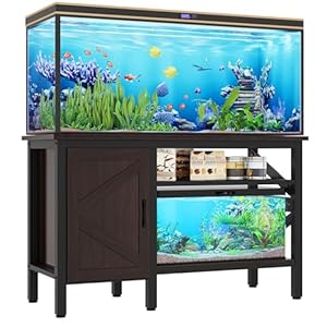 YITAHOME 55-75 Gallon aquarium stand with Power Outlets, Heavy Duty Metal Fish Tank Stand, Cabinet for Fish Tank Accessories Storage suitable for Fish Tank, Turtle Tank, 880LBS Capacity, Brown