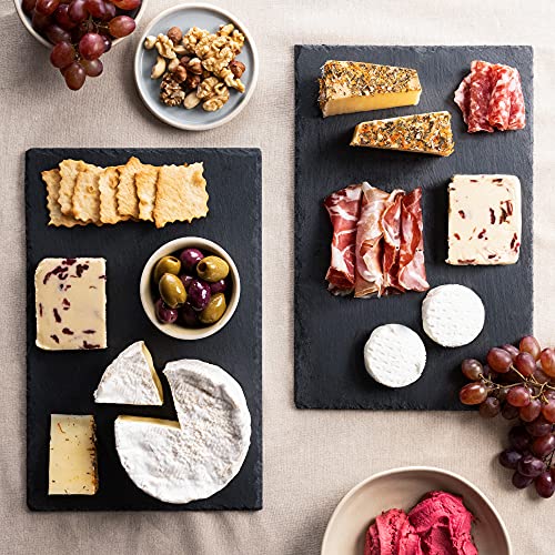 Foto von Navaris Schiefer Teller Platzset 6-teilig - 38x28cm Schieferplatten 6x Servierplatte für Sushi Käse - Schieferplatte eckig groß in Anthrazit