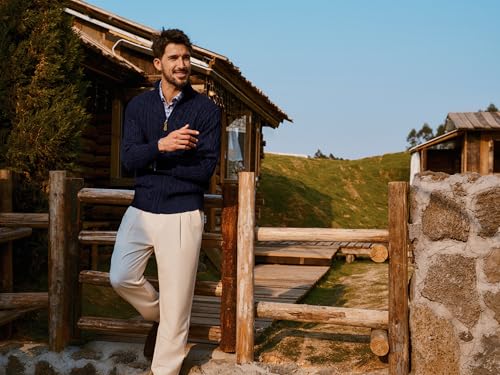 PJ PAUL JONES Mens Cardigan Sweater Full Zip Up Stand Collar Cardigans Long Sleeve Knitted Sweaters4