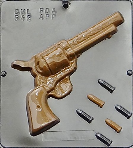 Miscellaneous Revolver Gun with Bullets, 8, Chocolate Candy Mold