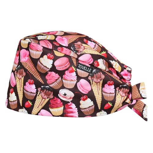 Image of Scrub Caps for Women with Buttons, Classic Surgical Caps | Double-Sided Printed, Adjustable,Long Hours, Sweatbands, Fabric Help Reduce Static Buildup