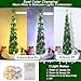 5FT Pop Up Christmas Tree with Timer 60 Warm White & Multi Color Fairy Light 3D Star 25 Ball Ornament, Green Tinsel Christmas Tree Slim Pencil Xmas Tree Home Office Holiday Decor Indoor Outdoor