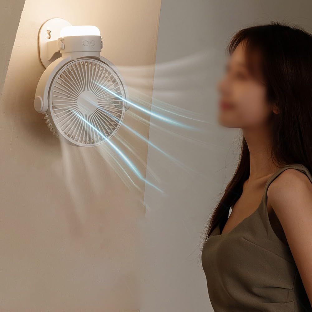 Zoegneer Ventilateur mural rechargeable et portable avec inclinaison réglable pour cuisine, salle de bain, dortoir