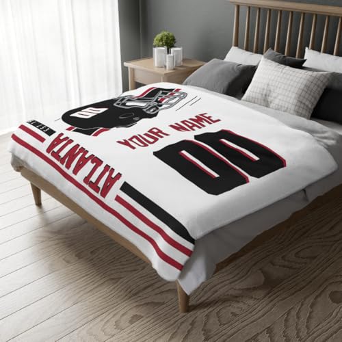 Image of Atlanta Throw Blanket Custom Name and Number Personalized Gifts for Men and Women