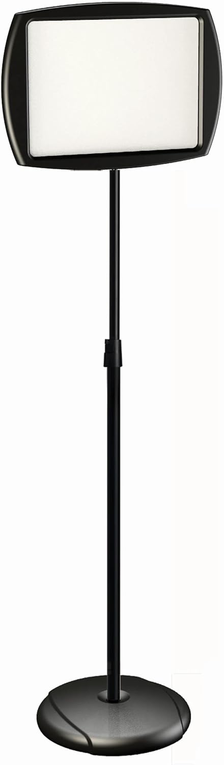 MasterVision floor stand sign holder, rectangle, 15 x 11, 66 high, white surface, black steel frame