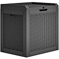 YITAHOME 32 Gallon Deck Box, Resin Storage with Lockable Lid & Side Handles, Indoor Outdoor Small Container for Patio Cushion, Garden Pool Accessories, Backyard Furniture, Water Resistant