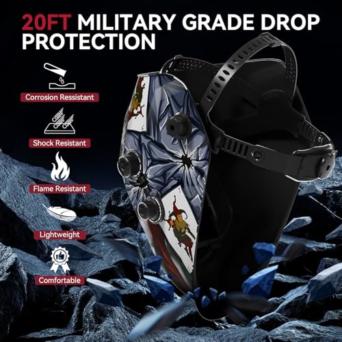 Image of ARCCAPTAIN Auto Darkening Welding Helmet, 3.94 inchX3.66 inch Large Viewing Screen True Color Welding Hood with 4 Arc Sensor Solar Powered, Wide Shade 4-5 /5-9 /9-13 Welding Mask (Joker)