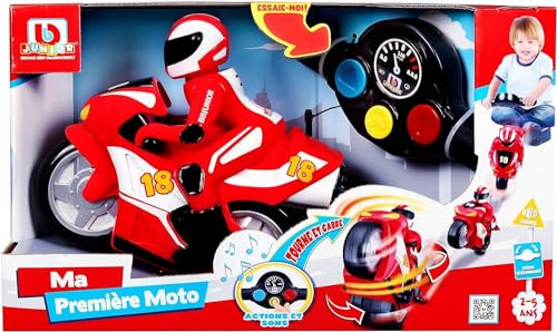BB Junior First RC 95001R - Moto Rouge télécommandée avec guidon pour pilote - Sons réalistes - Développe la créativité et l'imagination dès 2 ans -...