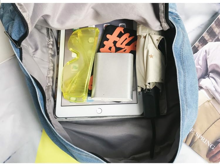 MaxxCloud Vintage Denim Laptop Backpack Casual Canvas Daypack Handbag Purse Lightweight Rucksack Shoulder Bag - Image 5