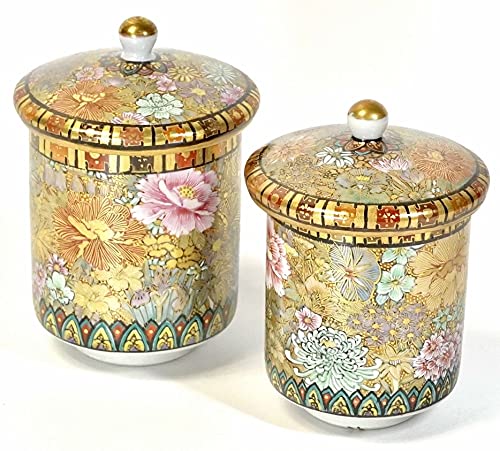 ♦乾山焼？珍品 芭蕉扇 唐貴婦人 金彩銀彩 蓋付き沈香壺 明治時代 古美術骨董品 ♢乾山焼？珍品 芭蕉扇 唐貴婦人 金彩銀彩 蓋付き沈香壺 明治時代