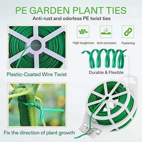 Vivosun 164 Feet Pe-Coated Twist Tie, Roll Spool Dispenser With Cutter Secure Garden Plant Multi-Function Cable Snack Tie, Green #TOP3