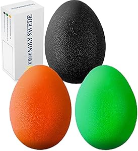 The Friendly Swede Stress Balls for Adults — 3 Squeeze Balls for Hand Therapy, Stress Relief & Hand Strength - Exercise for Grip Strength with 3 Resistance Levels - Egg-Shaped & Skin-Safe
