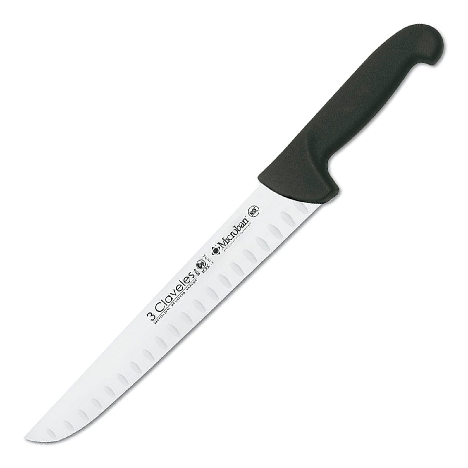 3 Claveles Cuchillo Carnicero Alveolado Proflex, Acero Inoxidable, Negro, 26 cm-​10.5"
