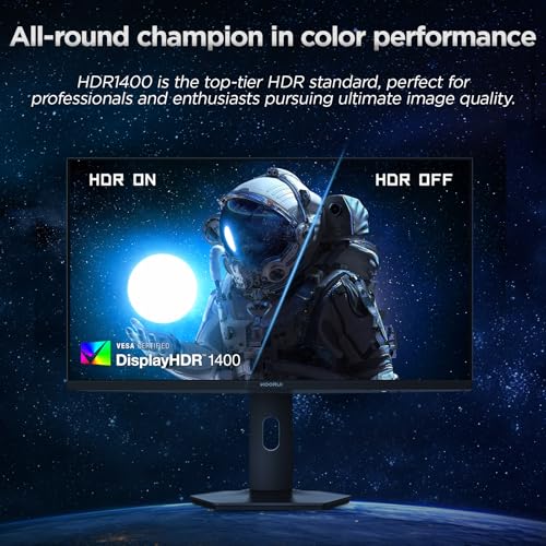 Image of KOORUI 27 inch 4K QD-Mini LED Gaming Monitor - Dual-Mode (UHD 160Hz or FHD 320Hz), 1ms, 99% Adobe RGB, HDR1400, 90W USB-C, HDMI 2.1 /DP1.4, VESA, Tilt Height Swivel Vertical Adjustment, Black, S2741LM