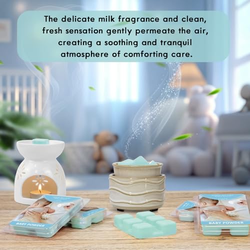 Image of SCENTORINI Wax Melts, Baby Powder Scent, Soy Wax Cubes for Warmers | Summer Non-Toxic Scented Wax Cubes, 4 Pack Home Fragrance