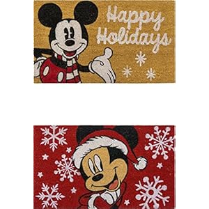 Gertmenian Disney Mouse Doormat Rug Retro Front Door Coir Mat Welcome Home Indoor Outdoor Entryway Carpet, 2-Pack 20x34, Mickey Happy Holidays/Snowflakes Gertmenian Disney Mouse Doormat Rug Retro Front Door Coir Mat Welcome Home Indoor Outdoor Entryway Carpet 2 Pack 20×34 Mickey Happy HolidaysSnowflakes