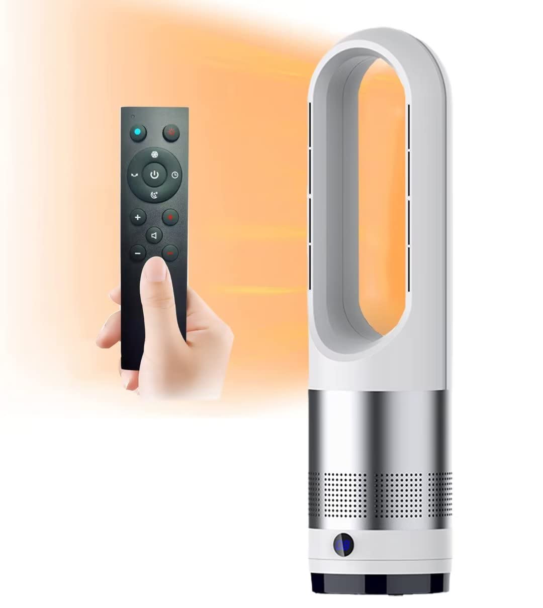 SABYDICAR Hot and Cool Tower Fan with Remote,Household Standing bladeless Fan,1400W Heater Fan,8 Speeds,8H Timer,LED Display,80° Oscillating air circulating Fan for Home,Office