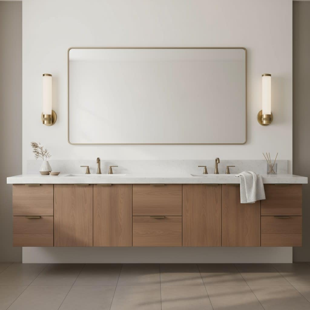 Hinkley Remi 5070CR Medium Integrated LED 16W Bathroom Vanity Sconce, Etched White Glass, Mid-Century Modern, ADA Compliant, Champagne Bronze