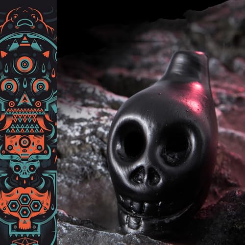Spooky Aztec Death Skull Scream, Loud Human War Scream, Halloween Creepy Gift High Decibels Sounding Aztec Whistle (White02)