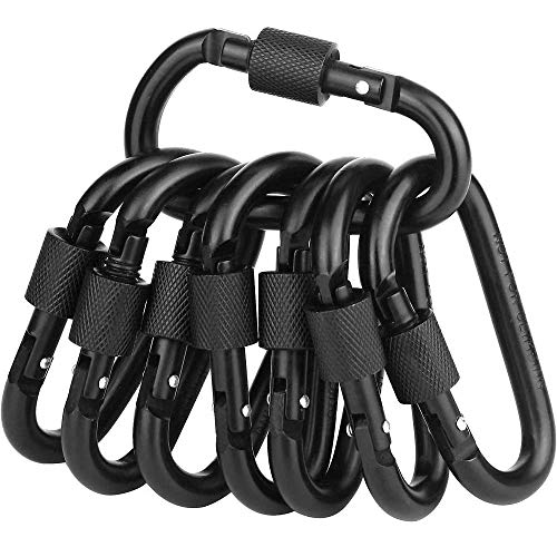 Vonpri Mosquetón Llavero Clip Hebilla Cerradura Mosquetones Escaladas Aleación de Aluminio Forma D Gancho para Mochila Camping (8PCS)