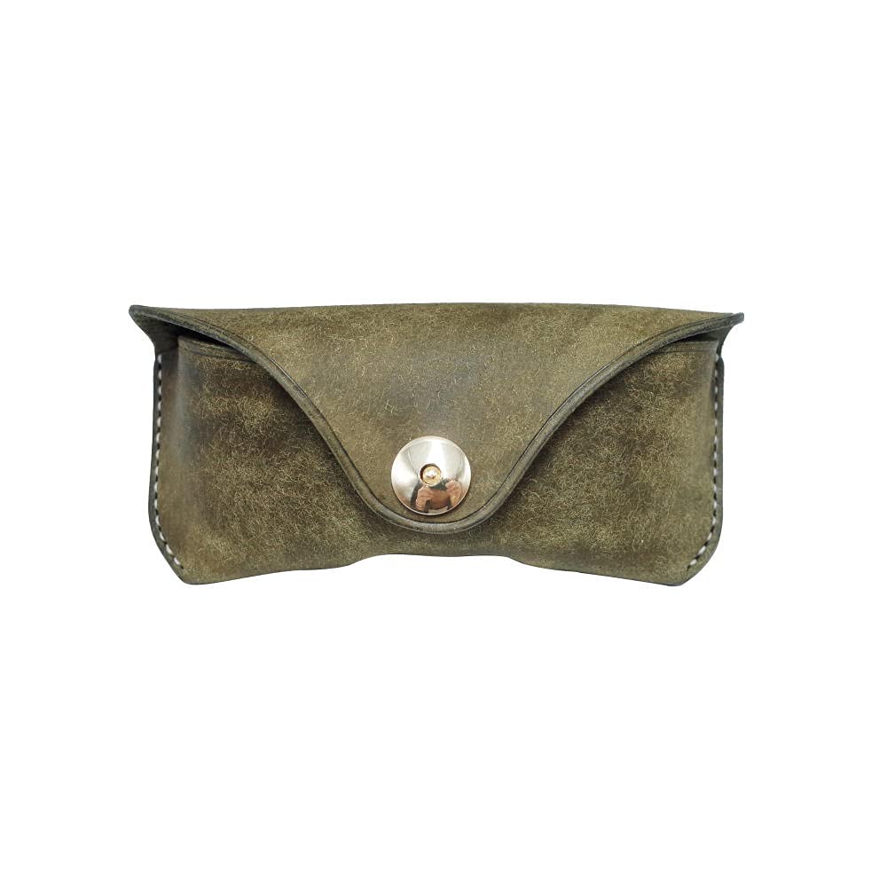 Brillenetui Sonnenbrillentasche Sonnenbrillen Etui Brillentasche Gestrüchte Pflanze Bräunung Haut Handgemachte Leder Retro Compact Sonnenbrille Gläser Fall-Olivgrün