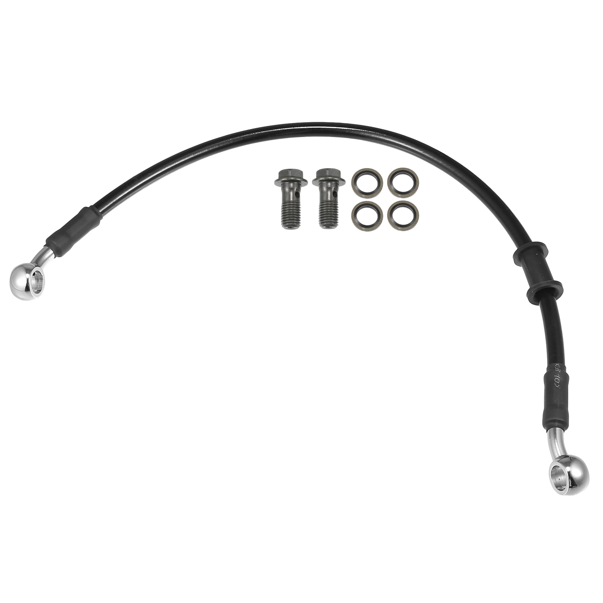 Motoforti Universal Brake Hose Motorcycle ATV Dirt Bike Motocross Braided Hydraulic Brake Line Oil Hose Pipeline, 40cm, Durable, Metal, Black Silver Tone, 1 Set
