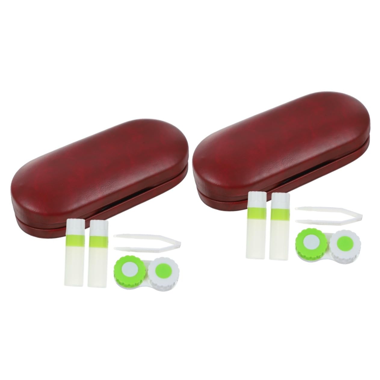 BESTYASH 2 Set Custodia Per Gli Occhiali Lenti Organizer Per Il Trasporto Degli Occhiali Astuccio Contenitore Per Occhiali Comodo Porta Contatti Astucci Per Occhiali Pinzette Pu Rosso