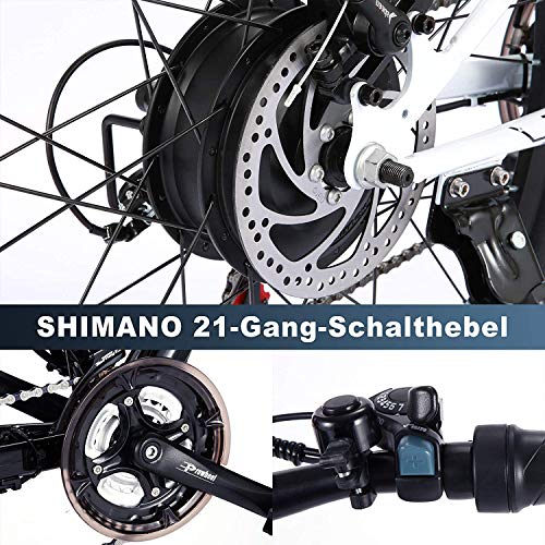 VIVI E-Bike Herren Elektrofahrrad, 26 Zoll Ebike Mountainbike, 250W Elektrisches Fahrrad Klapprad Mit Herausnehmbarer 36V 288Wh Batterie, Shimano 21 Gang gänge, Vollfederung (Weiß) – Bild 5