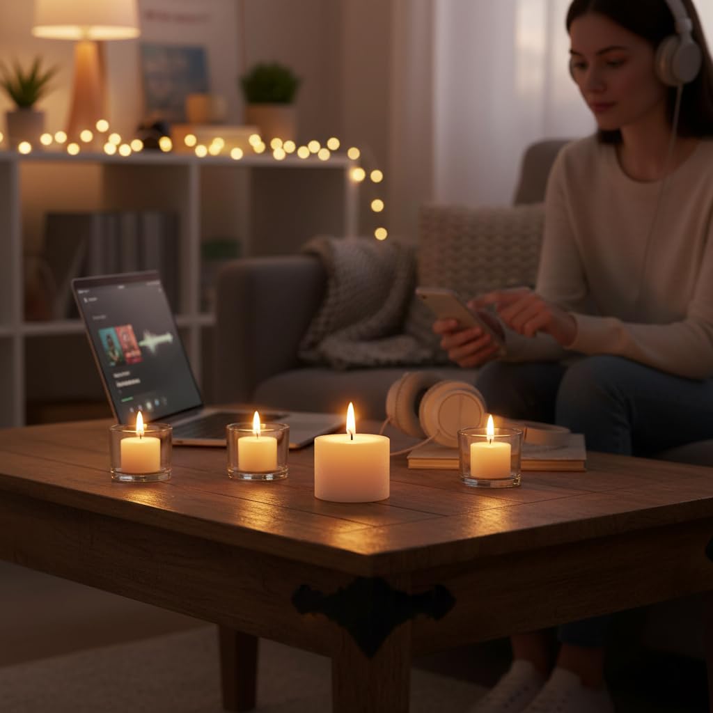CW Studio Candele votive pressanti non profumate, lunghe ore, senza fumo e antigoccia, cera di alta qualità con stoppino in cotone, perfette per matrimoni, eventi, casa e decorazioni romantiche (36