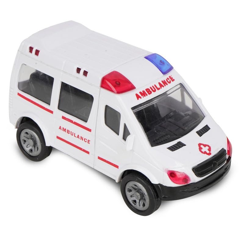 Asian Portable Plastic Pull Back Ambulance Toy for Kids 1 Piece (White)-image-2